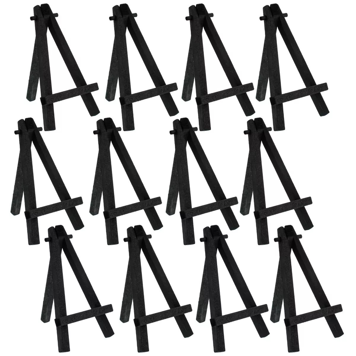 5" Mini Easel (12 Pack) - Black Wooden A-Frame Tabletop Display Stand, Mini Easel Stand - Small Easels for Display, Small Canvases, Crafts, Business Cards, Signs, Photos, Gifts