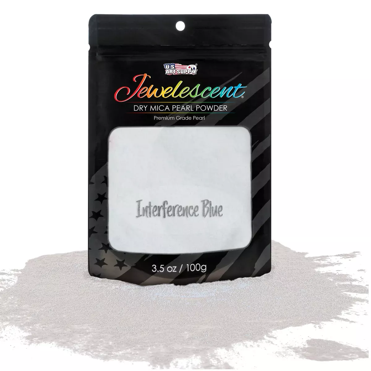 Jewelescent Mica Pearl Pigment Powder, Interference Blue 3.5 oz (100g) Pouch - Cosmetic Grade, Epoxy Resin Color Pigment, Mica Powder for Resin, Soap, Slime, Candle Dye, Art, Crafts