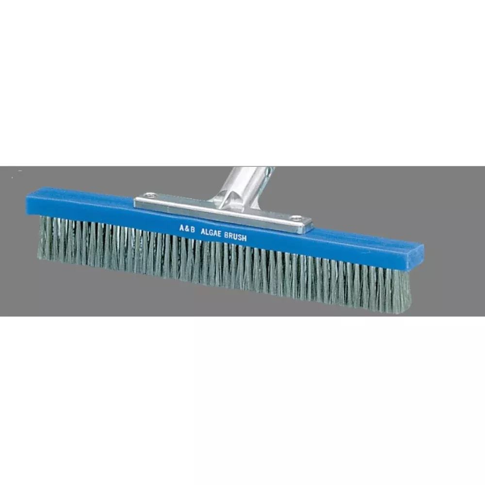 Metal-Back Algae Brush For Ponds Aquariums And Pool Systems Heavy Duty Stainless Steel Head | 12 Inch | A&B